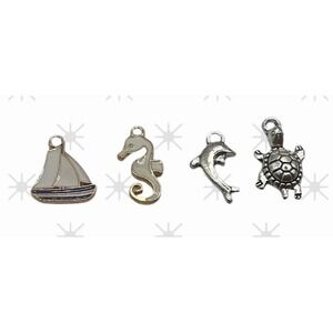 Kids DIY Jewelry Making Kit – 4 Nautical Charms Sailboat Seahorse Dolphin Turtle